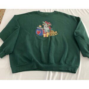Endless Design, 2XL Green Sweatshirt with Christmas Design. Granny Core